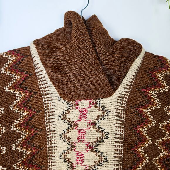 Reyes OS Mexican Jorongo Sarape Poncho Fringe Boho Charro Western Fall Unisex - Picture 9 of 13